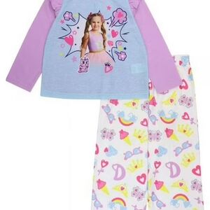 Love Diana Toddler Girl's T-shirt and Pajama 2 Piece Set Purple Size 4T